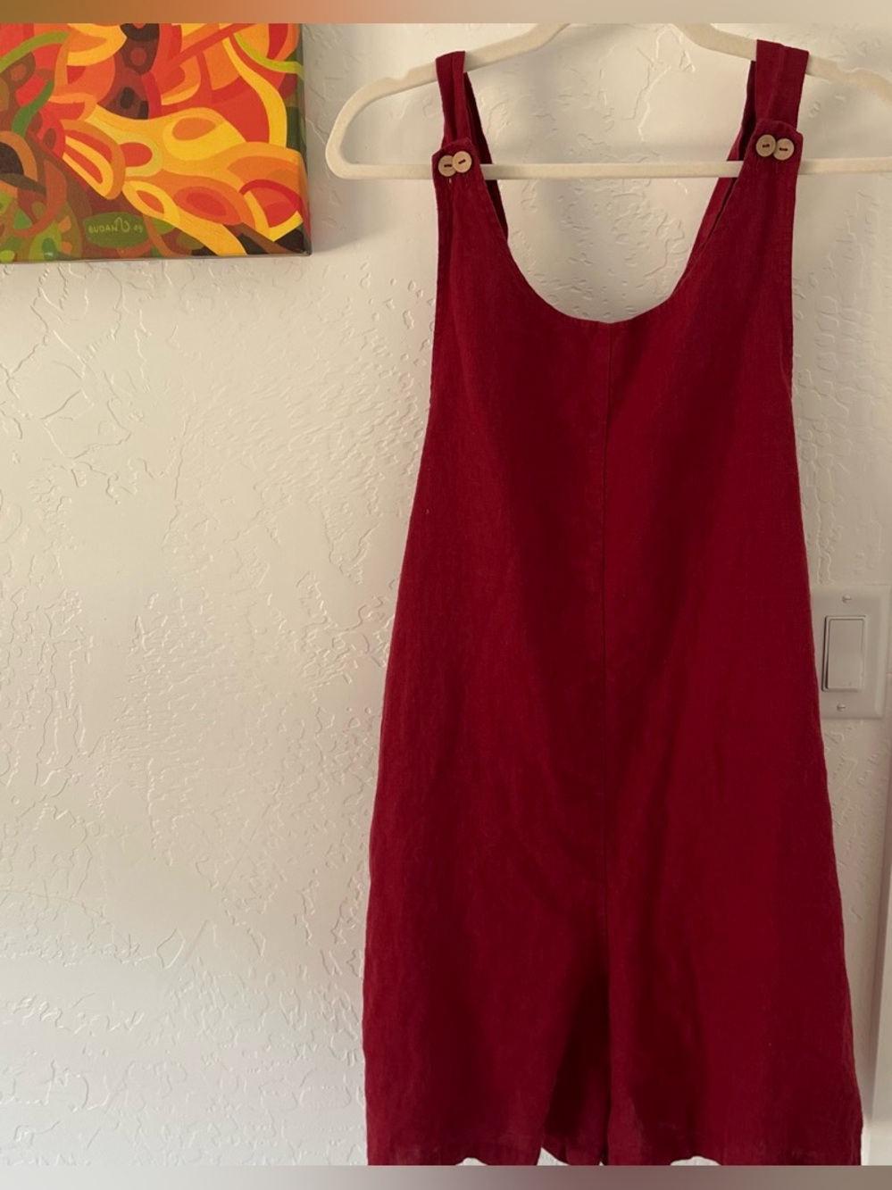 Red Linen Romper